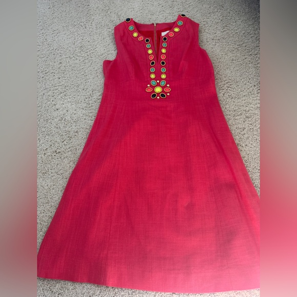 Kate Spade Beaded Linen Edith Dress Germanium 8 - Picture 1 of 11